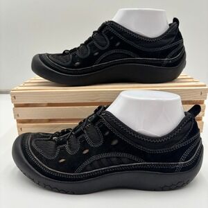 Privo Slip On Walking Shoes Black Leather Mesh Comfort Sneakers Womens 7.5